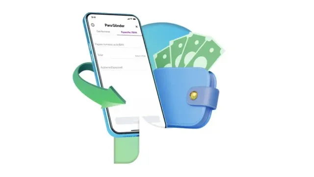 Cep telefonu üzerinden IBAN'a para gönderme işlemini gösteren mobil bankacılık ekranı