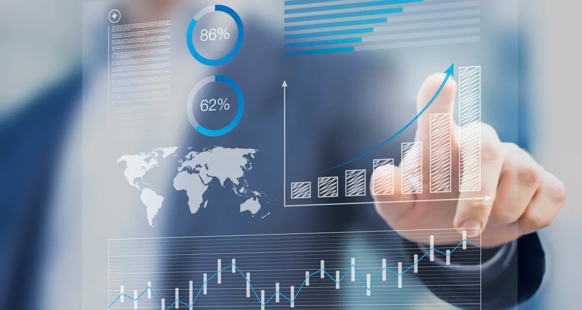 Finansal gösterge paneli ve analiz grafikleri ekranı